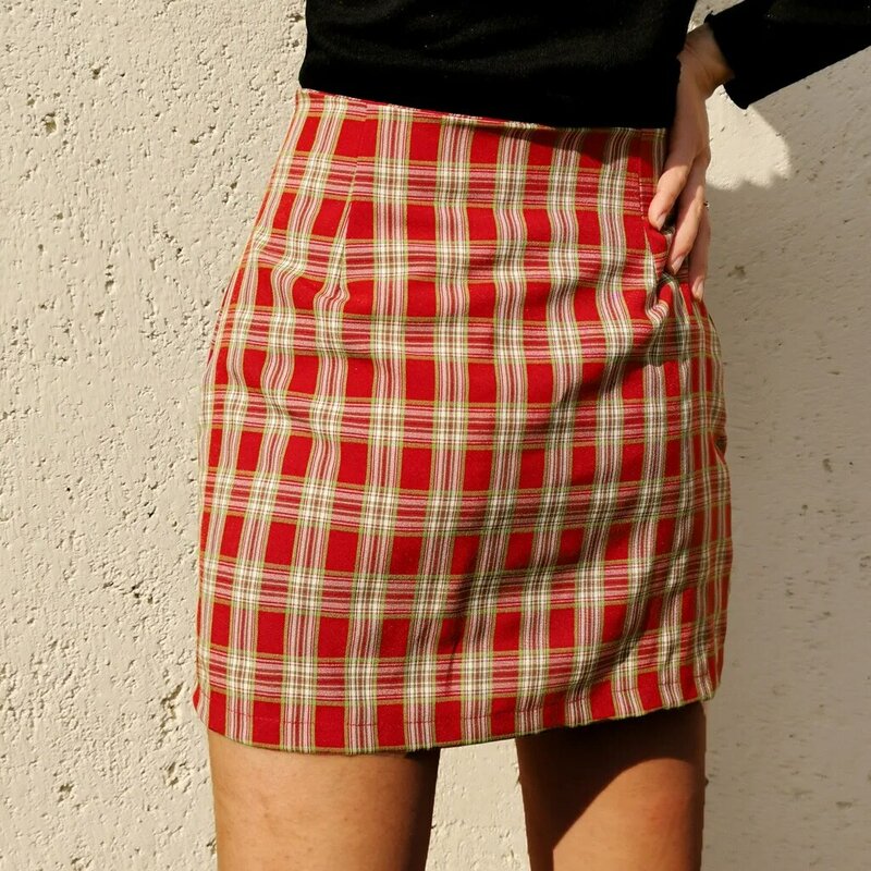 Корейская женская клетчатая юбка, студенческие шикарные юбки, привлекательные мини-юбки на весну и лето, Женская привлекательная Милая юбка на молнии для школьниц, 2024