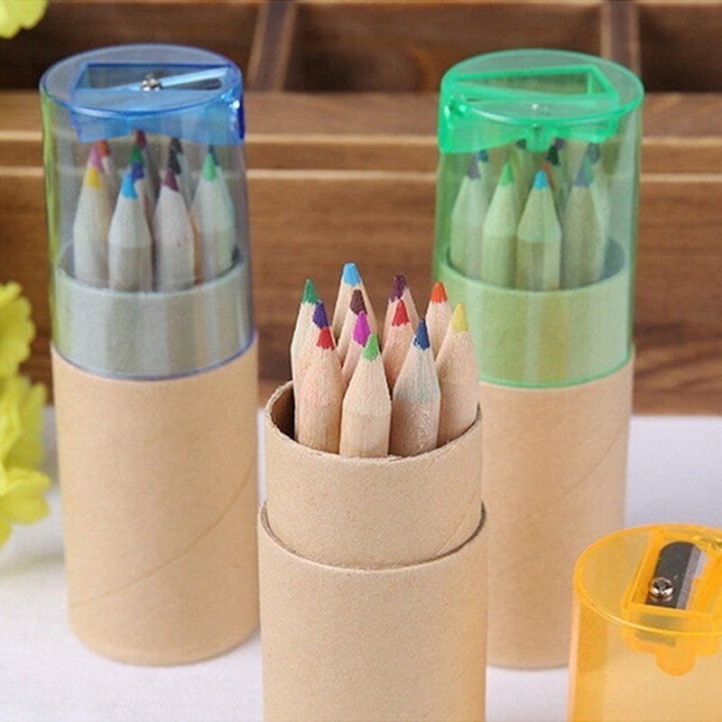 Professional 12สีไม้ธรรมชาติดินสอสีดินสอสีชุดที่ยอดเยี่ยมนักเรียนวาดดินสอสีปากกาโรงเรียนเครื่องเขียน