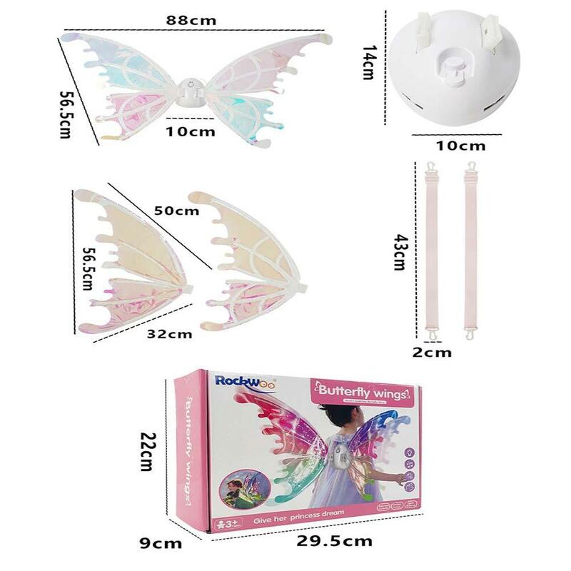 Girls Electrical Butterfly Wings With Lights Glowing Fairy Wings Dress Up Accessories For Birthday Wedding Christmas
