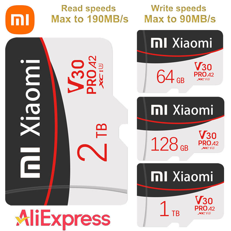 Xiaomi 2TB Class10 kartu memori 1TB A2 Mini, kartu SD 512GB 256GB TF kartu Flash 128GB untuk Nintendo Switch telepon perangkat mobil Monitor