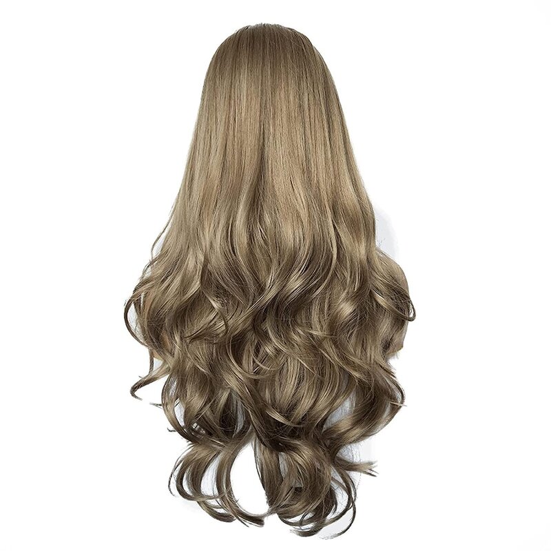 Long Curly Hair In The Parting Fluffy Big Wave Synthetic High Temperature Silk Full Head Wig Costume Cosplay Party Salon