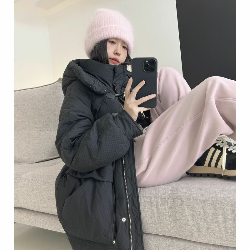 Lsnc 1-13 2022 inverno mulheres coreano estilo pato branco para baixo casacos