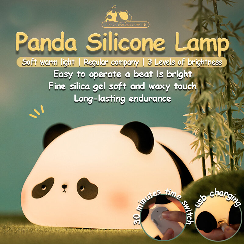 Touch Sensor Nachtlampjes Schattige Panda Siliconen Lamp Led Oplaadbare Dimmen Lamp Bed Decor Kids Night Light Verjaardagscadeau