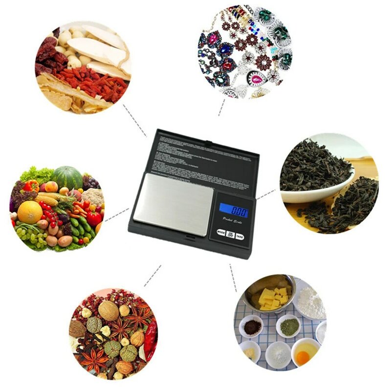 Báscula digital de alta precisión para cocina, balanza electrónica de bolsillo para joyería, 200g, 500g x 0,01g