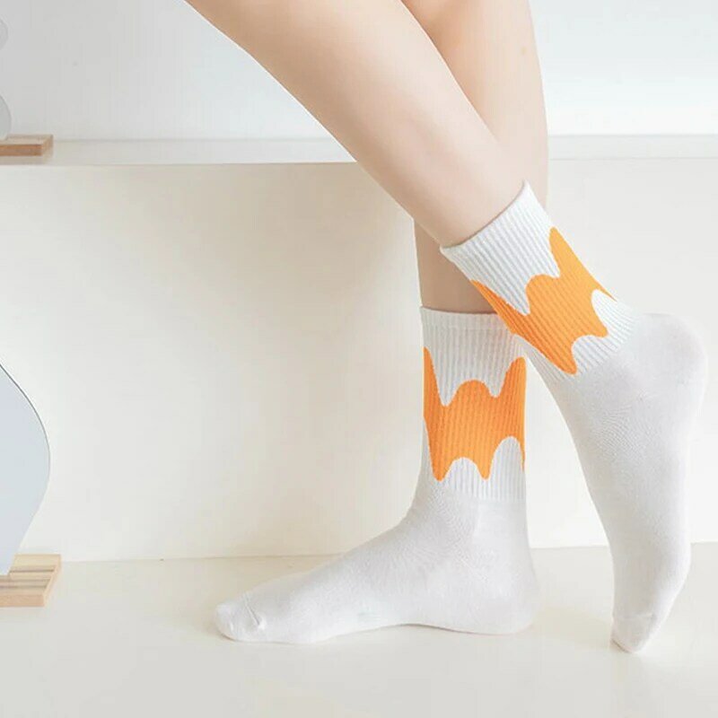 1 Pair Fashion Autumn Winter Women Cotton Warm Socks Spring Lady Graffiti Ladies Candy Color Middle Tube Socks For Women
