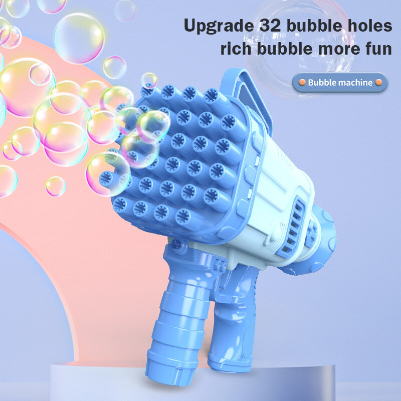 32 Hole Bubbles Gun Kids Toy Rocket Soap Bubble Machine Guns Automatic Blower Outdoor Toy for Children Gift