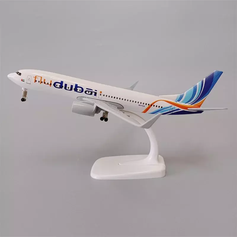 20cm Alloy Metal Air FLY DUBAI Airlines Boeing B737 Airplane Model Diecast Air Plane Model Aircraft w Wheels Landing Gears