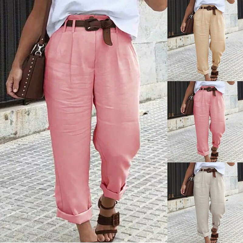 Pantaloni Casual estivi 2021 pantaloni Casual moda donna tasca tinta unita pantaloni larghi Sexy Streetwear