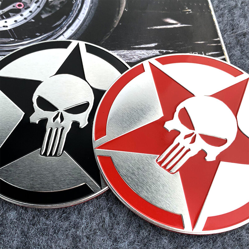 Cubierta de aceite de tanque de motocicleta, emblema 3D, pegatina de aluminio Mastermind Punisher, silenciador de Escape de Moto para XL 833 Road King