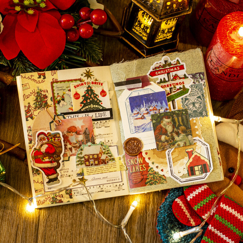سلسلة كارول عيد الميلاد اخفاء ورقة الزخرفية ، ملصقا اشي ، الرجعية ، 6 قطعة مجموعة