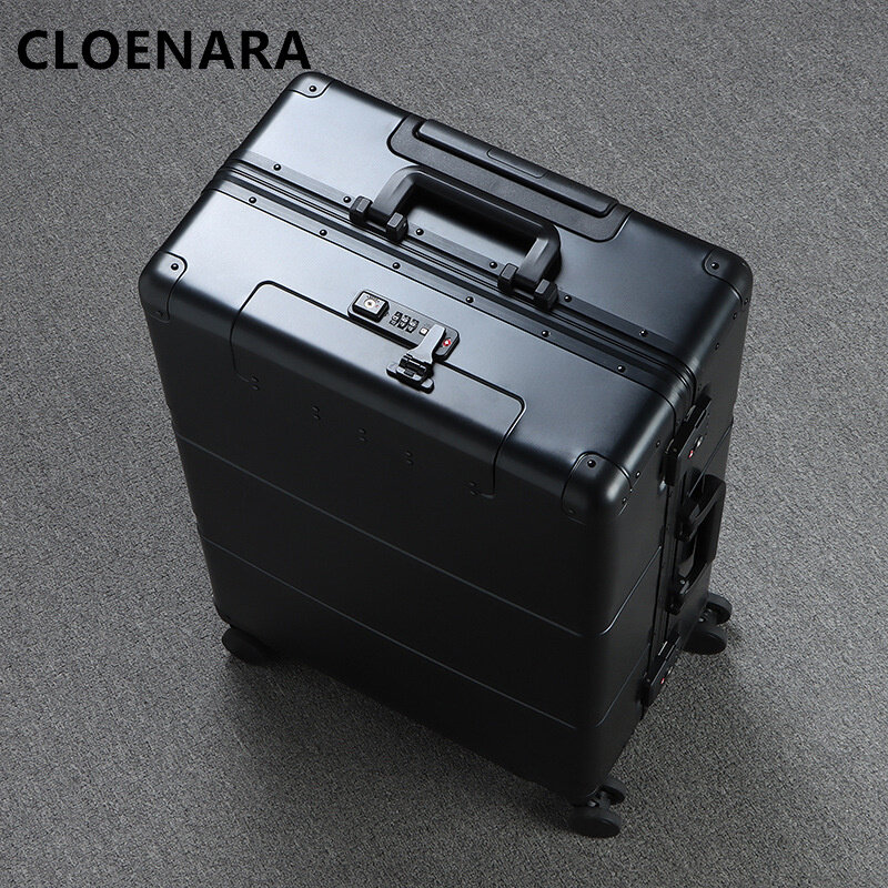 COLENARA tas troli penuh aluminium Aloi, koper berkode untuk bisnis, koper asrama, kotak Aloi aluminium, baru