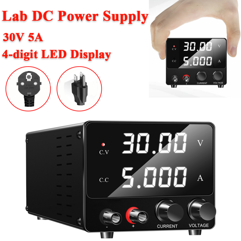 Ajustável DC Lab Power Supply, Display Dígito, Fonte de Alimentação Variável, Regulador de Tensão para Reparação do Telefone, 0-30V, 0-5A, Novo