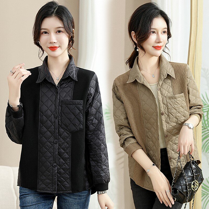 여성용 셔츠 퀼트 코트, 가벼운 얇은 코트, 하라주쿠 코튼 패딩 파카, 한국 의류, 여성 외투, 가을 겨울
