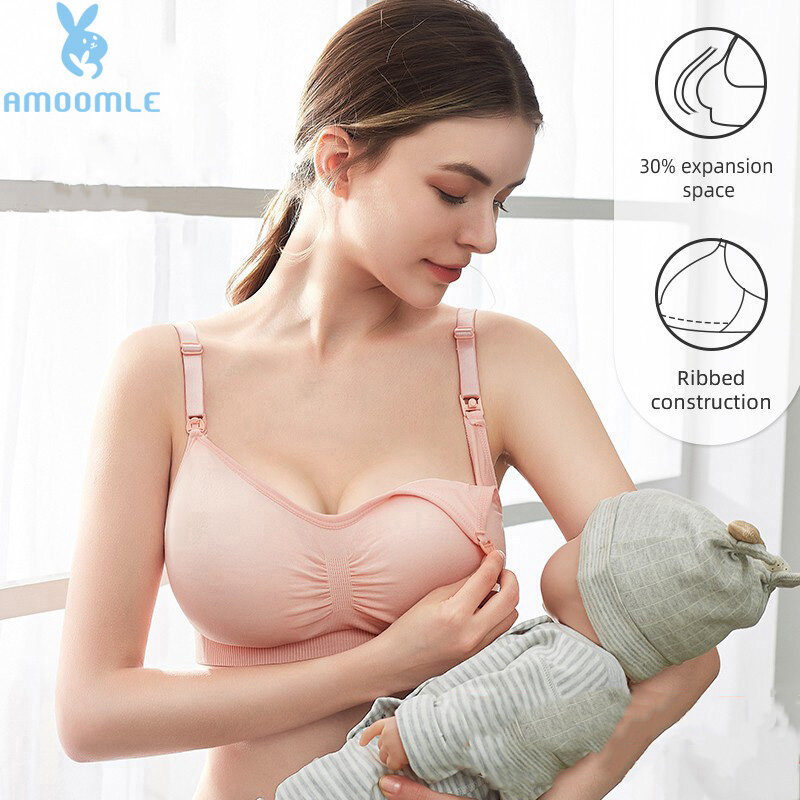 Amoomle-Sujetador de maternidad para Lactancia, conjunto de bragas, ropa de embarazo, previene la flacidez, sujetador transpirable para Lactancia