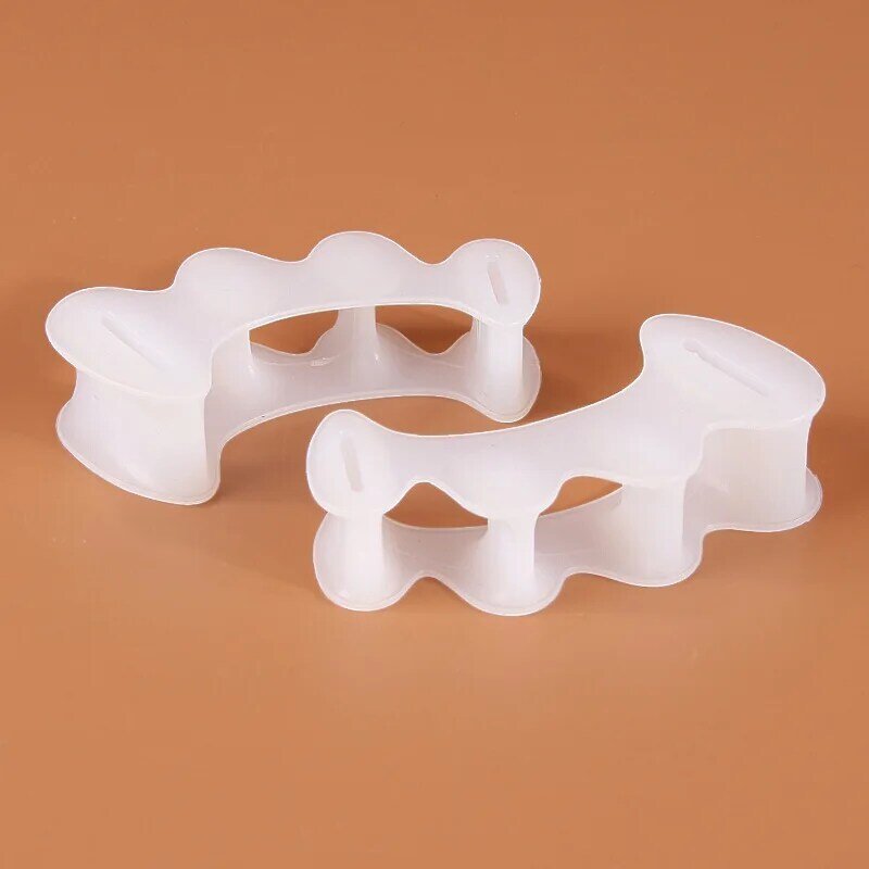 2Pcs=1Pair Hard Silicone Toe Finger Separator 3 Hole Hallux Valgus Orthopedic Spacers Bunion Overlapping Hammer Foot Corrector