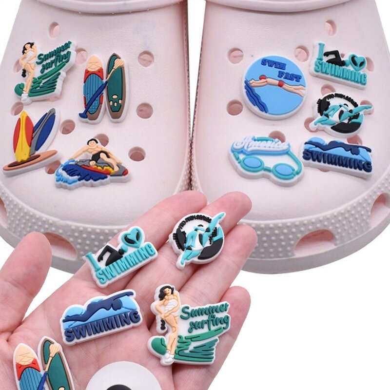 1pcs Pins for Crocs Charms Shoes Accessories Surfing Decoration Jeans Women Sandals Buckle Kids Favors Men Badges Boy Girl Gift