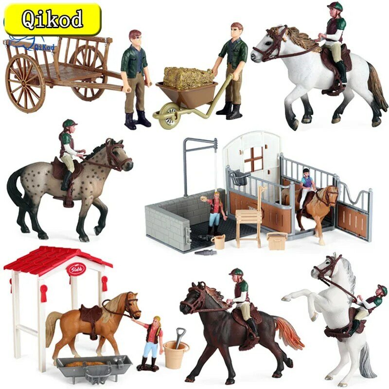 Equestrian Knight Rider Toy para crianças, figura de ação cowboy ocidental, modelo animal, decoração de boneca, presente de Natal, novo