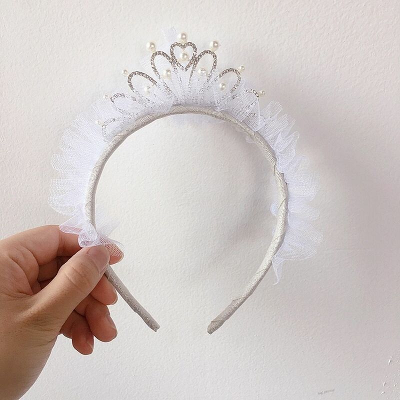 Kreatywne eleganckie dziecięce perłowe akcesoria do włosów dziewczyna z kryształkami opaska do włosów księżniczka korona obręcz do włosów koreańska szpilka do włosów