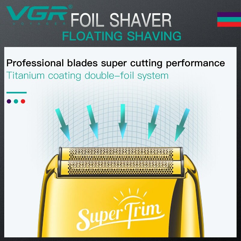 Afeitadora eléctrica VGR, máquina de afeitar recargable para hombre, afeitadora de barba, cortadora de pelo, V-332