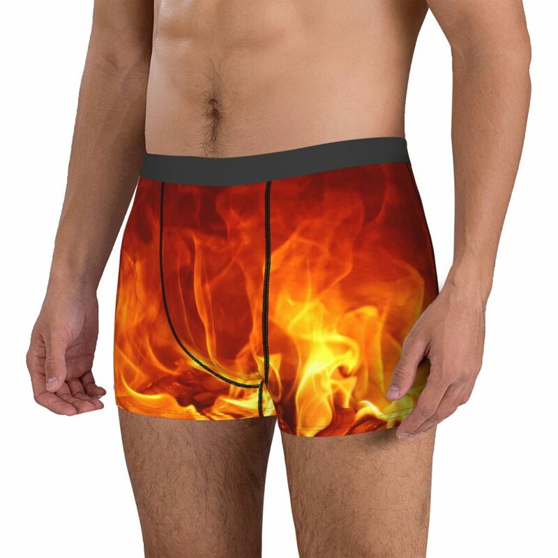 Pakaian Dalam Pria Terbakar Celana Pendek Boxer Api Terang Celana Dalam Seksi Lembut untuk Pria Ukuran Plus