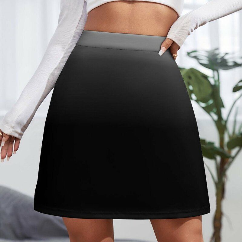 Градиент Омбре двухцветная окрашенная черная и темно-серая Женская мини-юбка