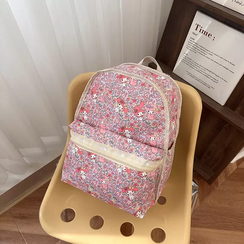 Sanrio New Melody Student Schoolbag Cartoon Lightweight Casual Waterproof Large Capacity College Backpack