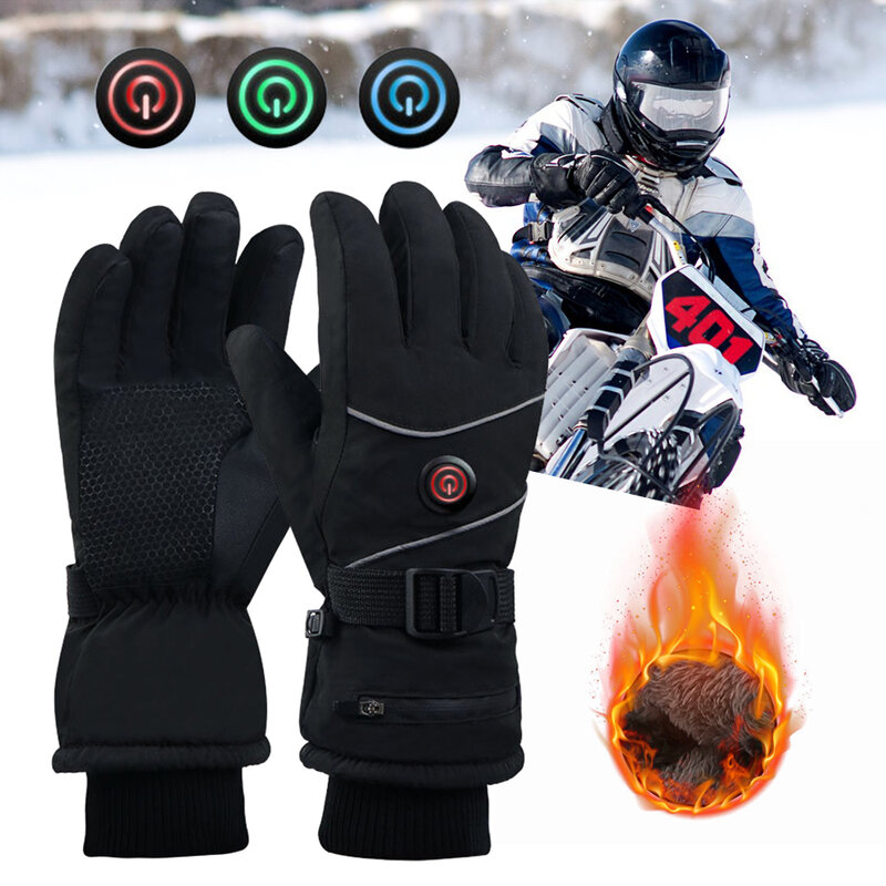 DC Rechargeable Electric Heated Hand Warmer 3 Heat Levels Heated Gloves Touch Screen for Cycling Running Driving Hiking Walking