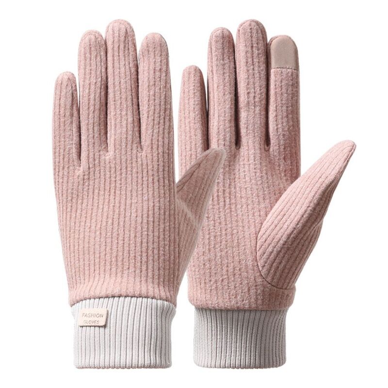 Mitones de dedo completo para pantalla táctil, guantes cálidos para ciclismo, guantes de conducción de cinco dedos, guantes gruesos para esquí, guantes de punto para ciclismo
