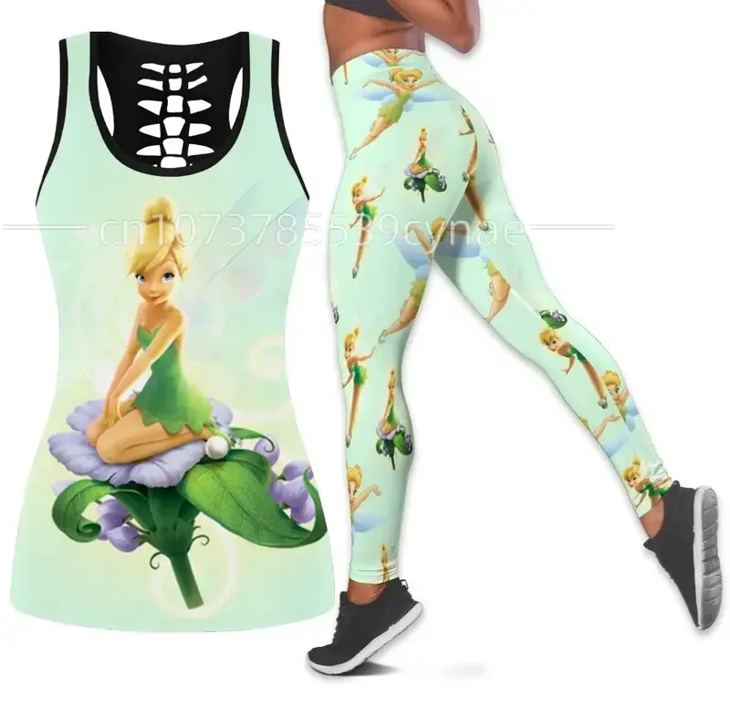 2024 New Disney Tinker Ball Women's Book Hollow Vest+women's Leggings Yoga Set Fitness Leggings Sports Set