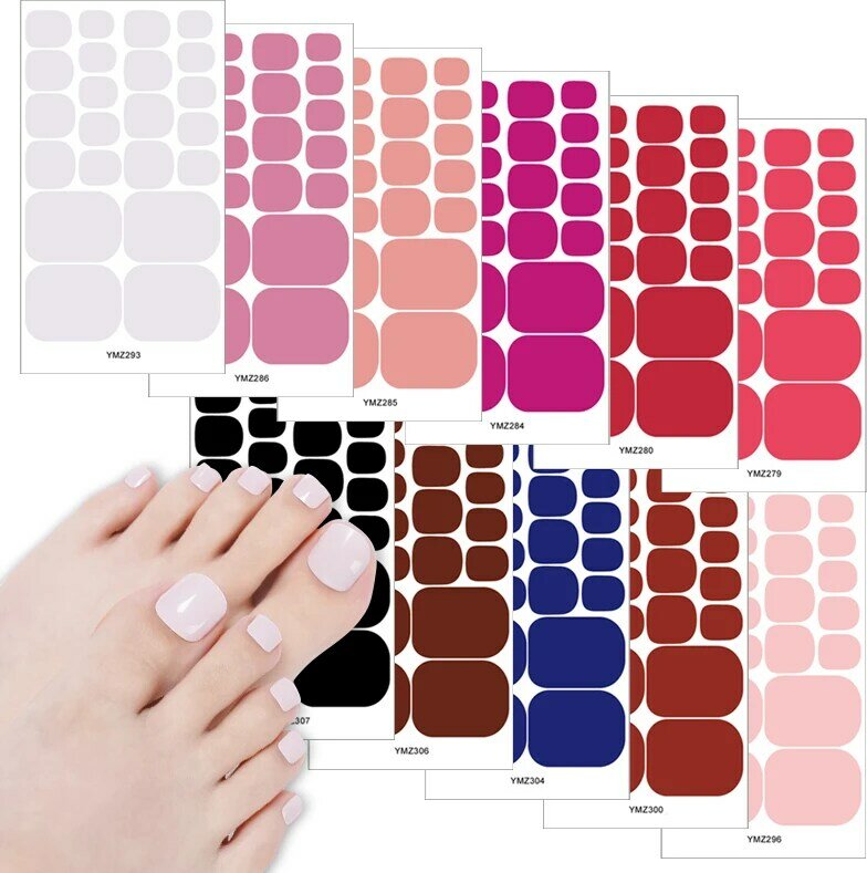 Naklejki samoprzylepne do paznokci Naklejki samoprzylepne Paski do paznokci DIY Naklejki na stopy Manicure Kobiety Jednolity kolor Naklejki na stopy z pełnym pokryciem