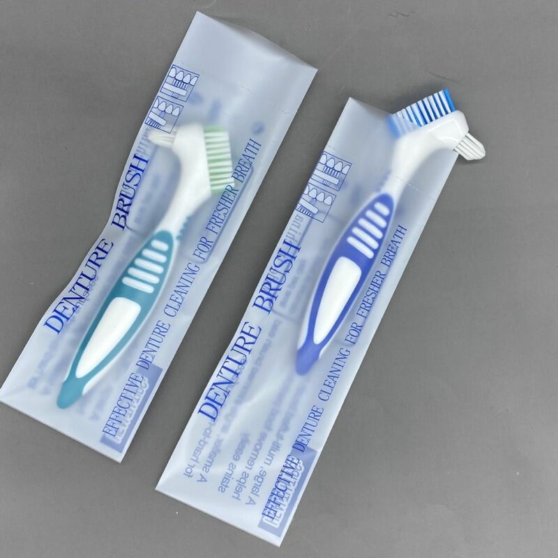 Multi-Layered Bristles Rubber Han dle Oral Hygiene Oral Care Tool Denture Toothbrushes False Teeth Brush Denture Cleaning Brush