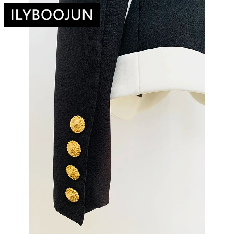 ILYBOOJUN-Blazer de Botão Único para Mulheres, Jaqueta Designer, Color Block, Nova Moda, 2024