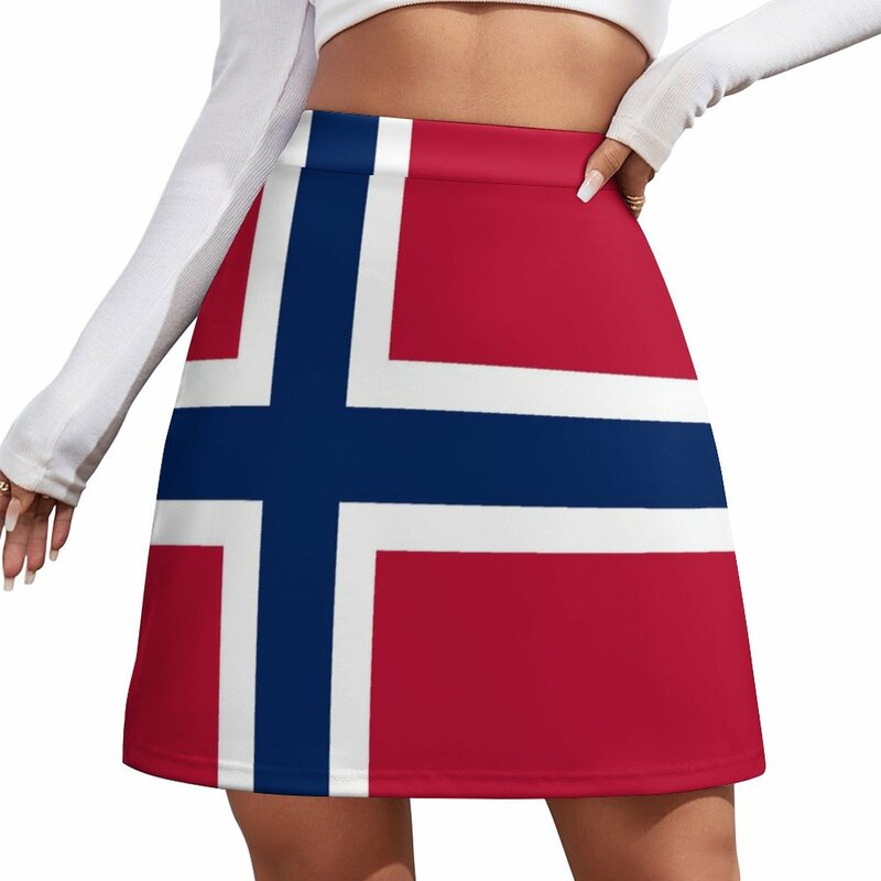 Minifalda con bandera de Noruega para mujer, faldas coreanas, ropa