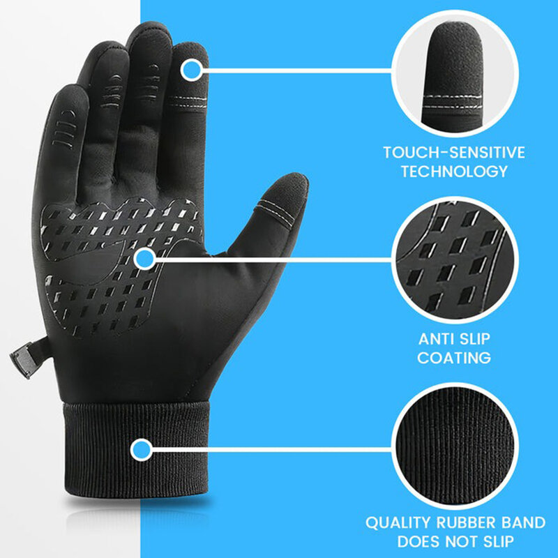 Зимние лыжные перчатки для мужчин и женщин, водонепроницаемые теплые ветрозащитные нескользящие перчатки для сенсорного экрана, сноуборда, снегохода, велосипедные перчатки, светоотражающие