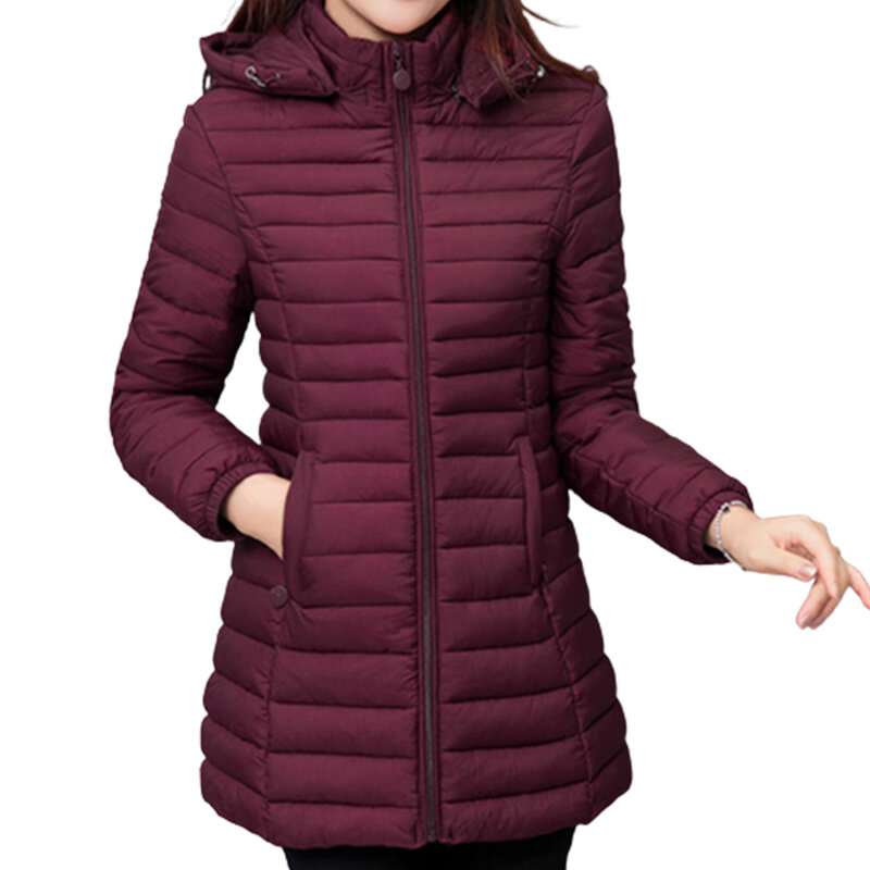 Abrigo de plumón ajustado para mujer, chaqueta cálida de manga larga con cremallera, adecuada para ir de compras, Wea, Invierno