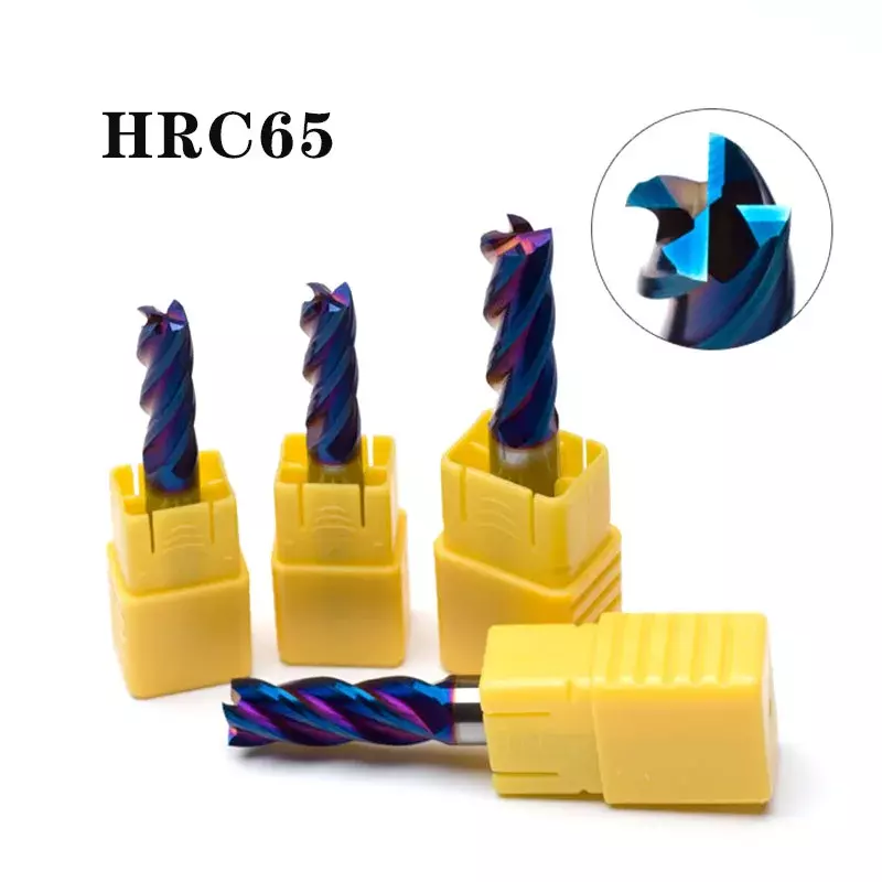 Molino de extremo de carburo HRC65 HRC68 de 4 flautas, fresado de carburo de aleación de acero de tungsteno, fresas CNC, herramientas de corte para SUS