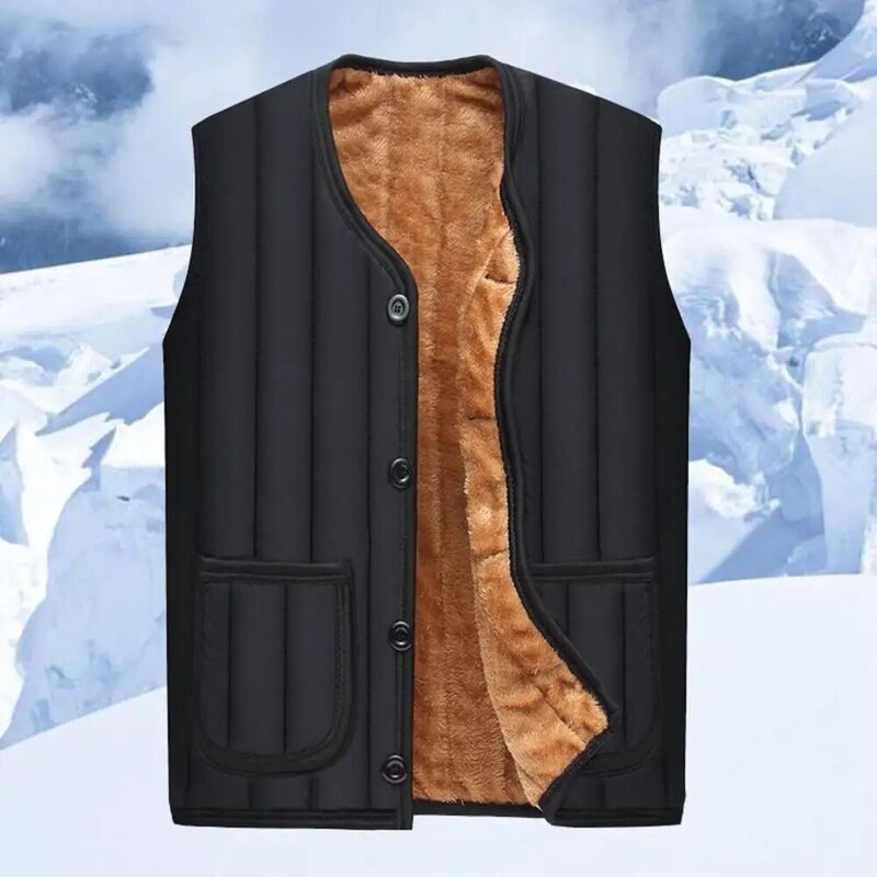 Casaco masculino com peito único e fino, colete leve de inverno, colete forrado de lã para viagem, moda