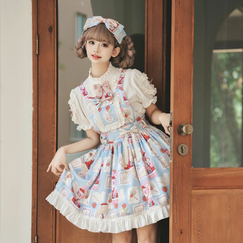 [Showa kaleidoskop] lolita kleid vintage frauen jsk süßes lolita kleid hoher taille gurt prinzessin party kleider kawaii lolita