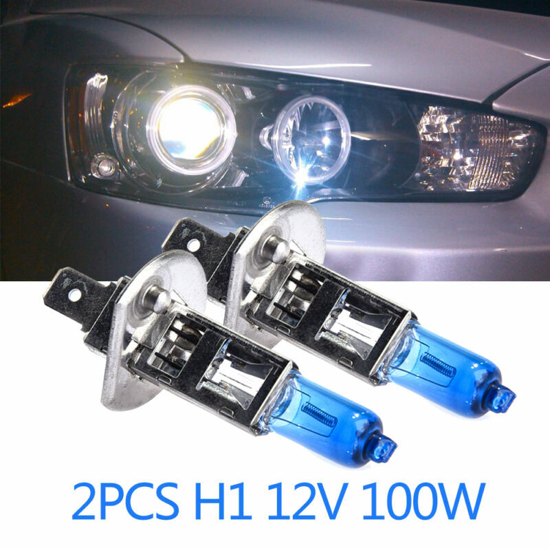 2 Pcs H1 12V 100W 4300K Auto Headlights White 4300k Head Light Lamp Halogen Super White Light Bulbs HOD Bulb High Quality