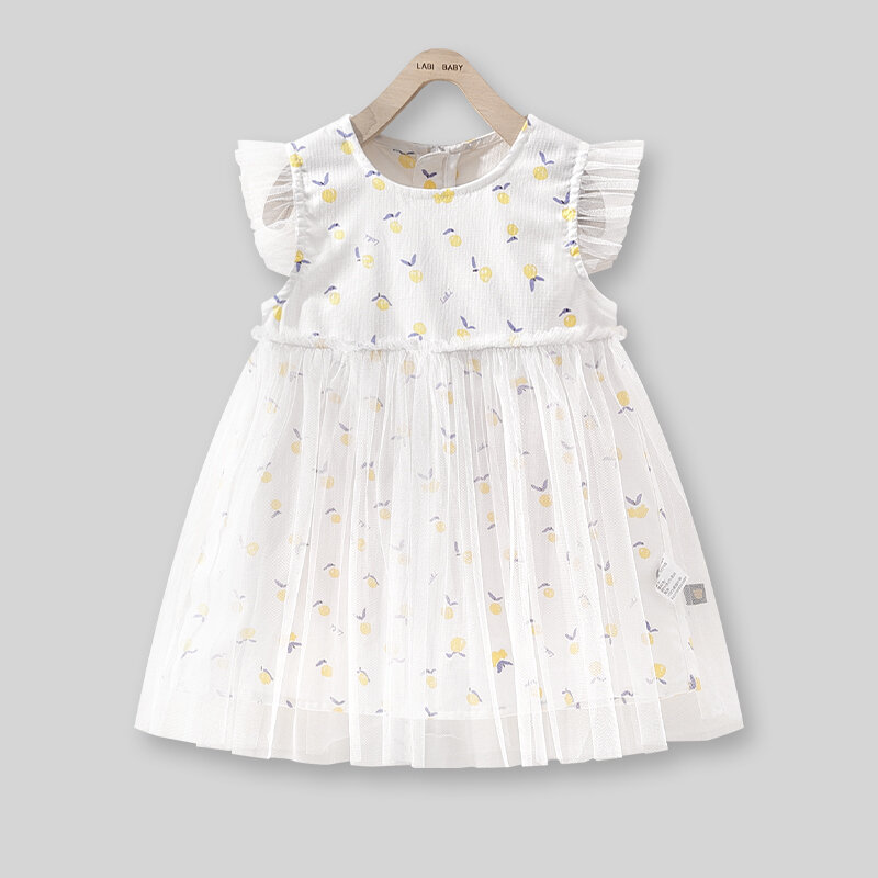 LABI BABY Girls Fairy Dress Summer Sleeveless Dresses for Toddler Girls Ruffles Muslin Elegant Floral White Princess Dress Kids