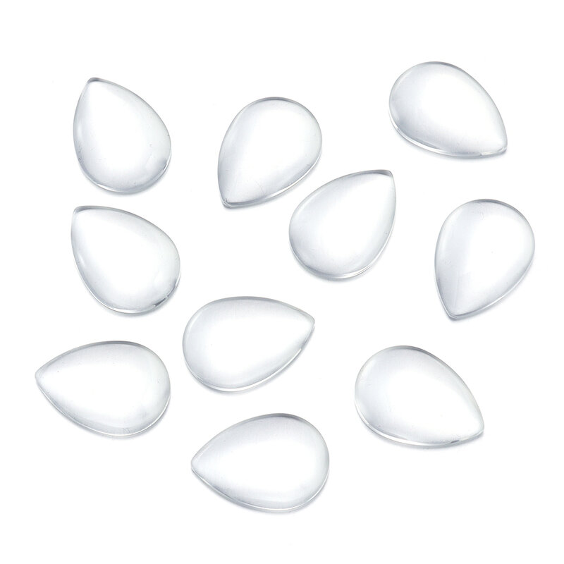 10-30Pcs Multisize Water Drop Flat Back Clear Glass Cabochon For Jewelry Making DIY Charm Ring Earrings Supplies Accessories