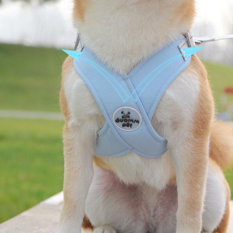 Soft Pet Harness Adjustable Reflective Pet Harness with Leash Set for Dogs Breathable Vest Type with X-shaped Chest Straps Soft