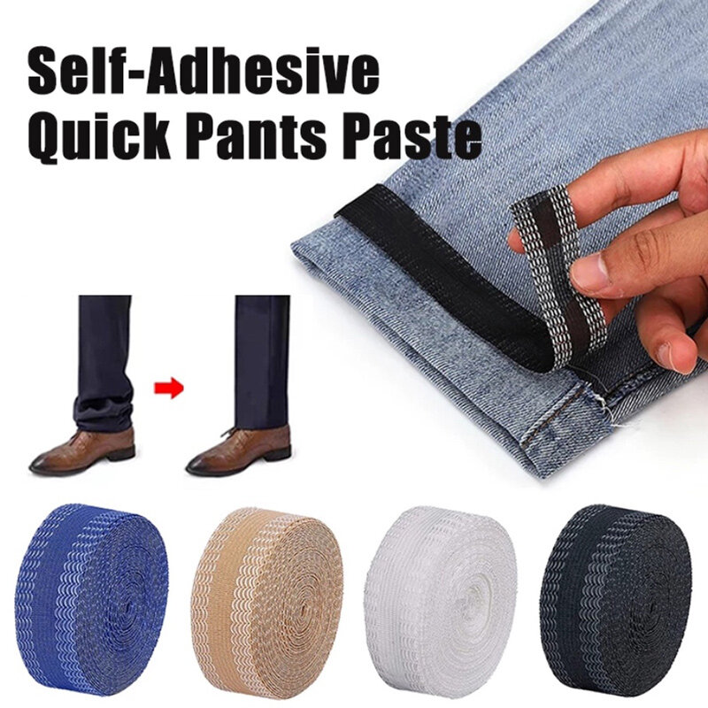 1-5M Self-Adhesive Pants Hem Paste Tape Trouser Edge Paste Iron-on Pant Shorten Repair Jean Hemming Tape For DIY Sewing Fabric