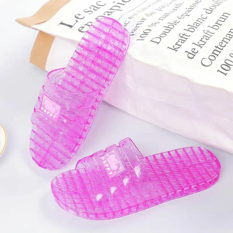 Zapatillas de suela plana de cristal para mujer, Zapatillas de casa de suela suave, zapatillas de baño al aire libre, verano, nuevas, envío gratis