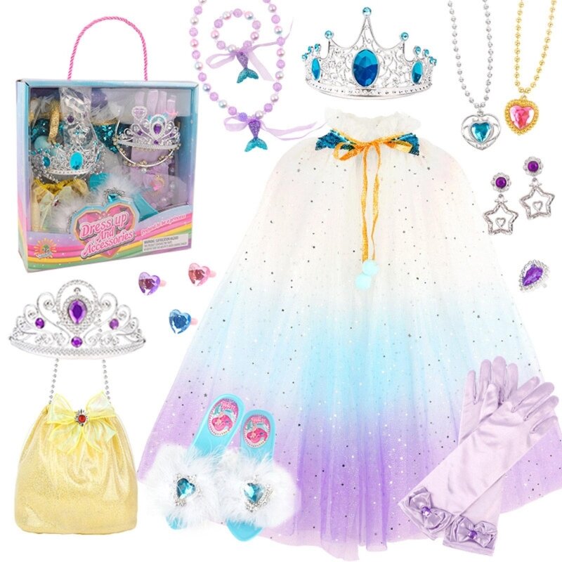 Princess Dress Up Clothes for Girls Pretend Playing Costume Sets Princess Accessory Toy for 3-6 Years Girl Birthday DropShipping