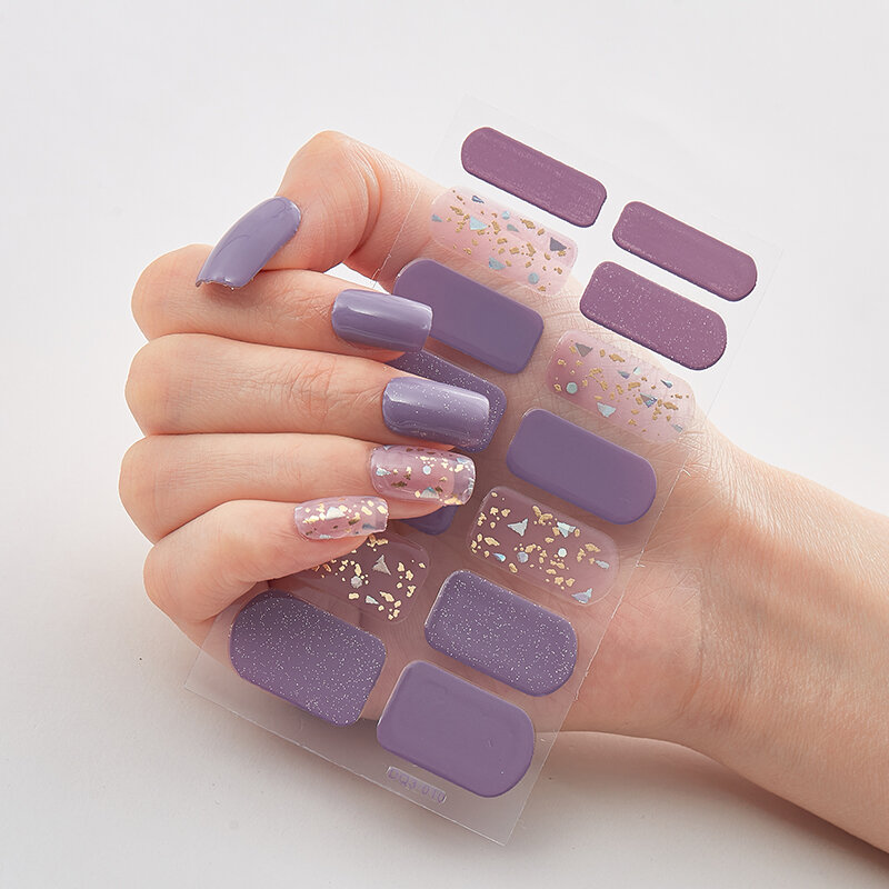 Adesivi per unghie a copertura totale moda smalto per unghie decorazione scintillante Glitter autoadesivo Manicure Designer Nail Art Sticker