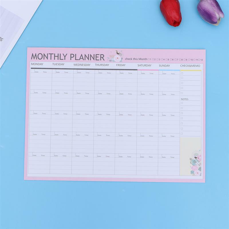 20 Blatt Task Organizer Pad Wand Monats kalender Wochen planer Kalender täglich zu tun Planer Blatt Wochen planer Schreibtisch Pad