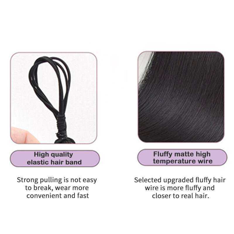 Peruka syntetyczna opaski splecione włosy modne warkocze kucyk w stylu Y2k naturalne czarne brązowe kucyk peruki dla kobiet