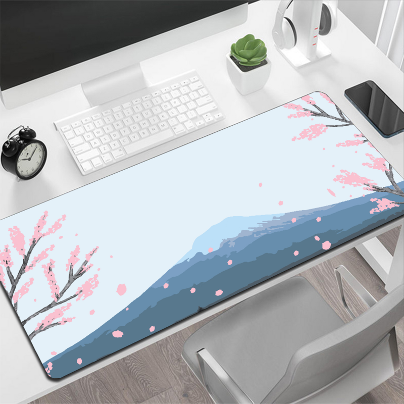 Grande Japonês Rosa Cherry Blossom Style Gaming Mouse Pad, PC Gamer Computer Mouse Mat, Big Mousepad, Desk Mat
