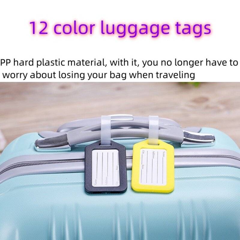 12 buah PP Label bagasi keras bukan tas Anda Label koper pantai silakan Label perjalanan aksesori penting disesuaikan
